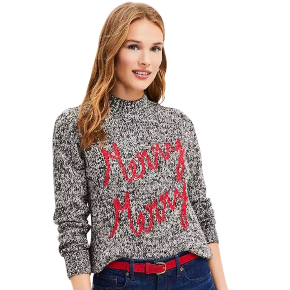LOFT Merry Merry Mock Neck Sweater XXSP